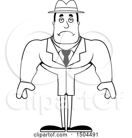 Clipart of a Black and White Sad Buff African American Male Detective - Royalty Free Vector Illustration by Cory Thoman