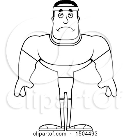 Clipart of a Black and White Sad Buff African American Fitness Man - Royalty Free Vector Illustration by Cory Thoman