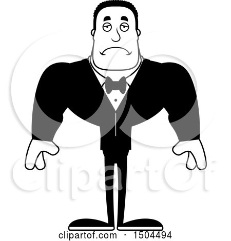 Clipart of a Black and White Sad Buff African American Male Groom - Royalty Free Vector Illustration by Cory Thoman