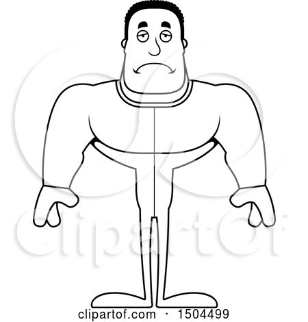 Clipart of a Black and White Sad Buff African American Man in Pjs - Royalty Free Vector Illustration by Cory Thoman