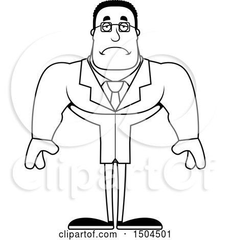 Clipart of a Black and White Sad Buff African American Male Scientist - Royalty Free Vector Illustration by Cory Thoman