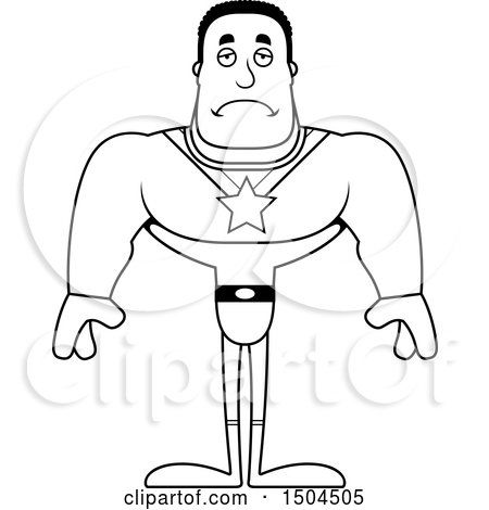 Clipart of a Black and White Sad Buff African American Male Super Hero - Royalty Free Vector Illustration by Cory Thoman