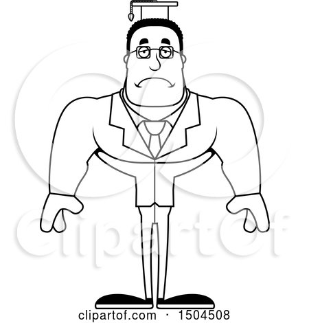 Clipart of a Black and White Sad Buff African American Male Teacher - Royalty Free Vector Illustration by Cory Thoman