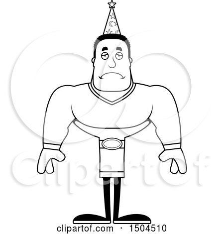 Clipart of a Black and White Sad Buff African American Male Wizard - Royalty Free Vector Illustration by Cory Thoman