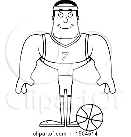 Clipart of a Black and White Happy Buff African American Male Basketball Player - Royalty Free Vector Illustration by Cory Thoman