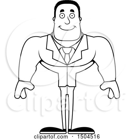 Clipart of a Black and White Happy Buff African American Business Man - Royalty Free Vector Illustration by Cory Thoman