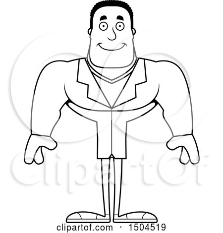 Clipart of a Black and White Happy Buff African American Male Doctor - Royalty Free Vector Illustration by Cory Thoman