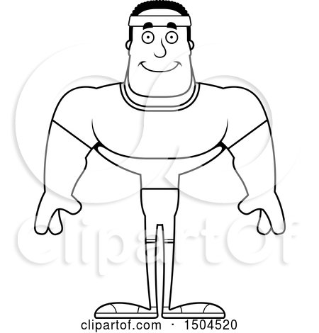 Clipart of a Black and White Happy Buff African American Fitness Man - Royalty Free Vector Illustration by Cory Thoman