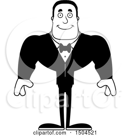 Clipart of a Black and White Happy Buff African American Male Groom - Royalty Free Vector Illustration by Cory Thoman