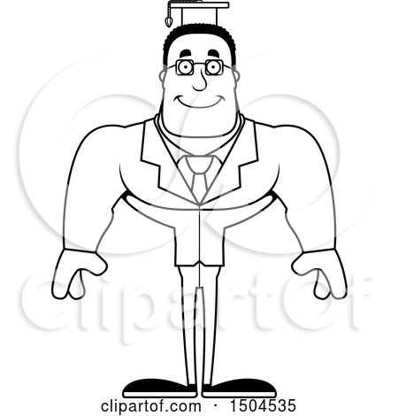 Clipart of a Black and White Happy Buff African American Male Teacher - Royalty Free Vector Illustration by Cory Thoman