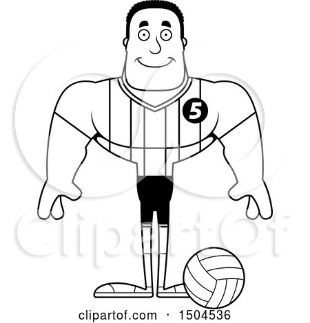 Clipart of a Black and White Happy Buff African American Male Volleyball Player - Royalty Free Vector Illustration by Cory Thoman