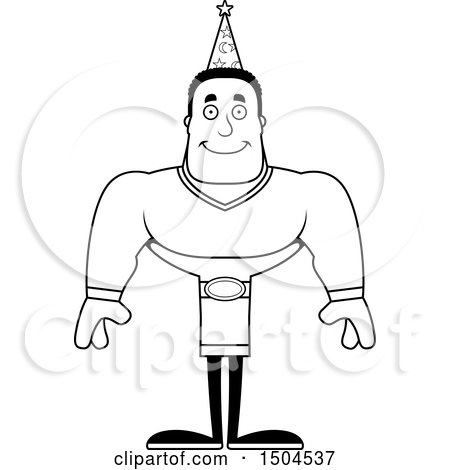 Clipart of a Black and White Happy Buff African American Male Wizard - Royalty Free Vector Illustration by Cory Thoman
