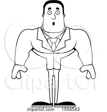 Clipart of a Black and White Surprised Buff African American Business Man - Royalty Free Vector Illustration by Cory Thoman