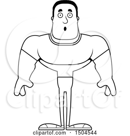 Clipart of a Black and White Surprised Buff African American Casual Man - Royalty Free Vector Illustration by Cory Thoman