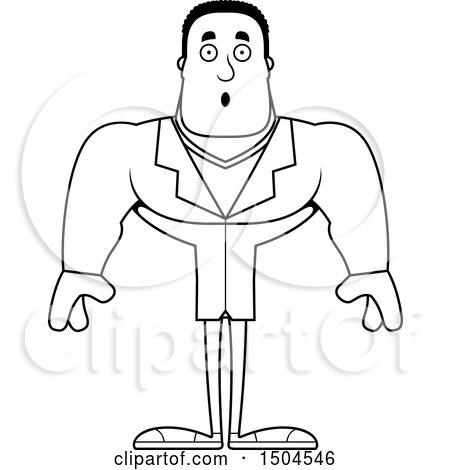 Clipart of a Black and White Surprised Buff African American Male Doctor - Royalty Free Vector Illustration by Cory Thoman