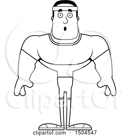 Clipart of a Black and White Surprised Buff African American Fitness Man - Royalty Free Vector Illustration by Cory Thoman