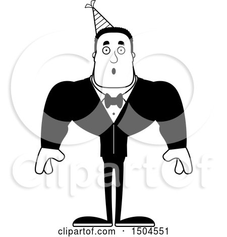 Clipart of a Black and White Surprised Buff African American Party Man - Royalty Free Vector Illustration by Cory Thoman