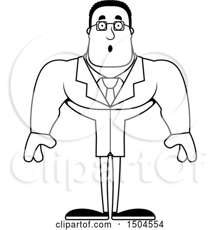 Clipart of a Black and White Surprised Buff African American Male Scientist - Royalty Free Vector Illustration by Cory Thoman