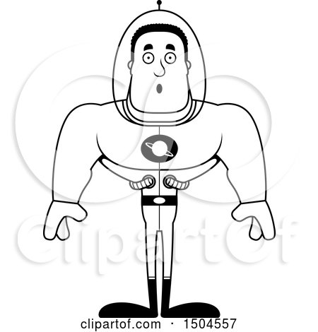 Clipart of a Black and White Surprised Buff African American Space Man or Astronaut - Royalty Free Vector Illustration by Cory Thoman