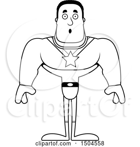 Clipart of a Black and White Surprised Buff African American Male Super Hero - Royalty Free Vector Illustration by Cory Thoman