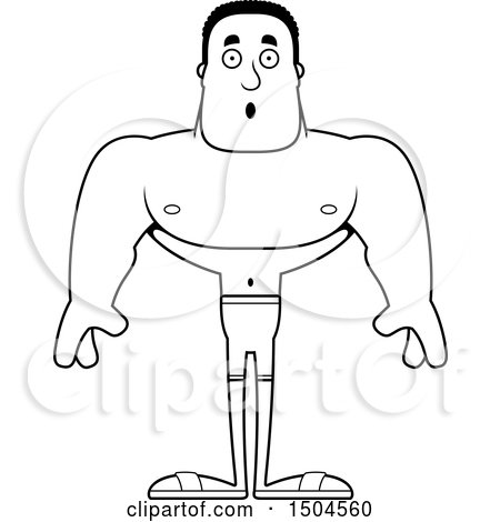 Clipart of a Black and White Surprised Buff African American Male Swimmer - Royalty Free Vector Illustration by Cory Thoman