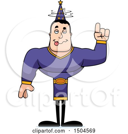 Clipart of a Buff Caucasian Male Wizard with an Idea - Royalty Free Vector Illustration by Cory Thoman