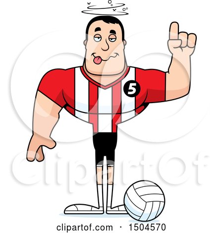 Clipart of a Drunk Buff Caucasian Male Volleyball Player - Royalty Free Vector Illustration by Cory Thoman