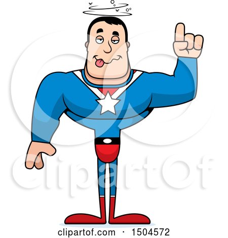 Clipart of a Drunk Buff Caucasian Male Super Hero - Royalty Free Vector Illustration by Cory Thoman