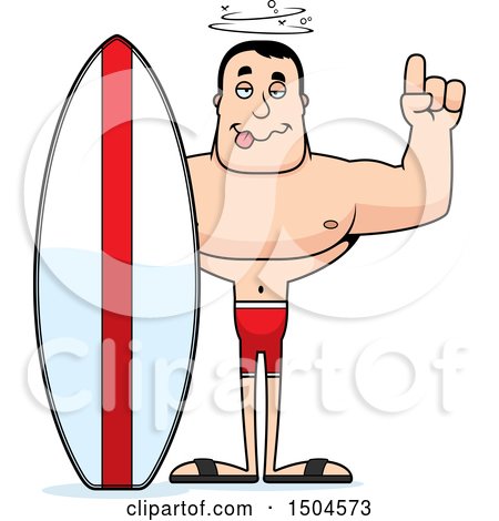 Clipart of a Drunk Buff Caucasian Male Surfer - Royalty Free Vector Illustration by Cory Thoman