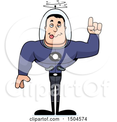 Clipart of a Drunk Buff Caucasian Male Space Guy - Royalty Free Vector Illustration by Cory Thoman
