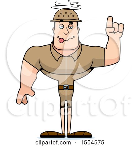 Clipart of a Drunk Buff Caucasian Male Zookeeper - Royalty Free Vector Illustration by Cory Thoman