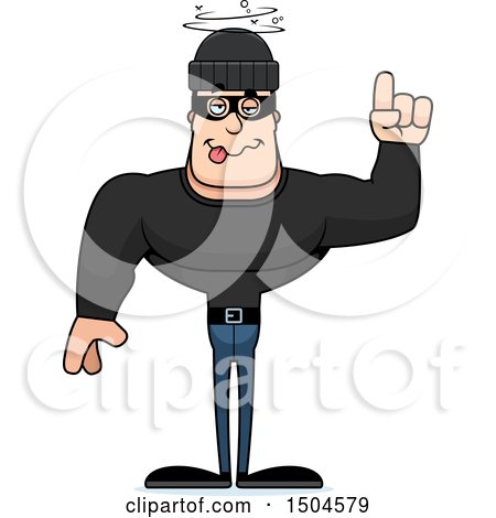 Clipart of a Drunk Buff Caucasian Male Robber - Royalty Free Vector Illustration by Cory Thoman