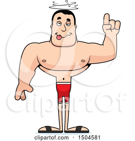 Clipart of a Drunk Buff Caucasian Male Swimmer - Royalty Free Vector Illustration by Cory Thoman