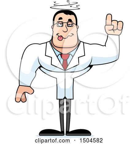 Clipart of a Drunk Buff Caucasian Male Scientist - Royalty Free Vector Illustration by Cory Thoman