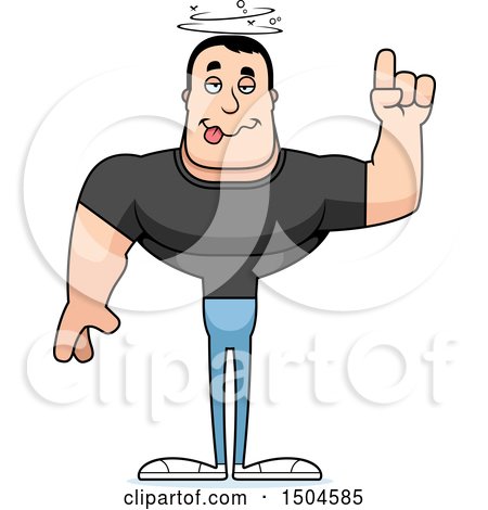 Clipart of a Drunk Buff Casual Caucasian Man - Royalty Free Vector Illustration by Cory Thoman