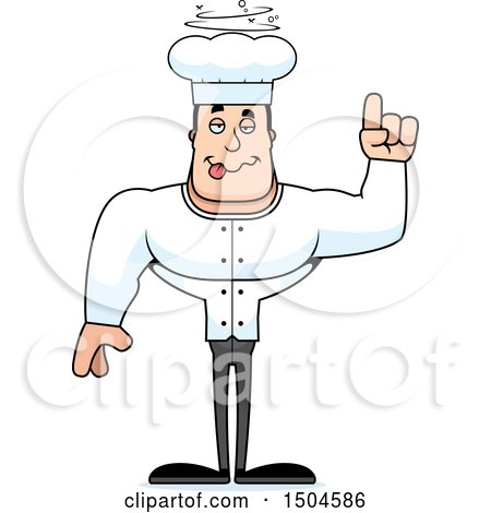 Clipart of a Drunk Buff Caucasian Male Chef - Royalty Free Vector Illustration by Cory Thoman