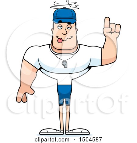 Clipart of a Drunk Buff Caucasian Male Coach - Royalty Free Vector Illustration by Cory Thoman