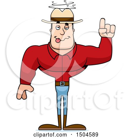 Clipart of a Drunk Buff Caucasian Male Cowboy - Royalty Free Vector Illustration by Cory Thoman
