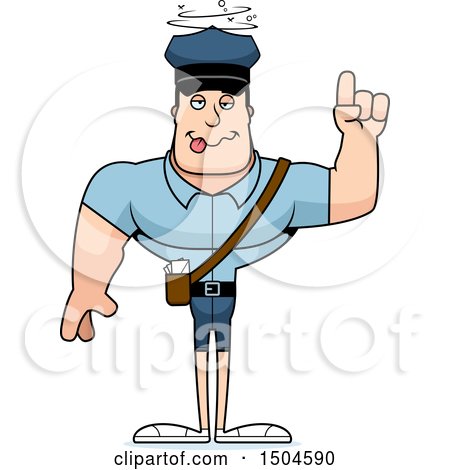 Clipart of a Drunk Buff Caucasian Male Postal Worker - Royalty Free Vector Illustration by Cory Thoman
