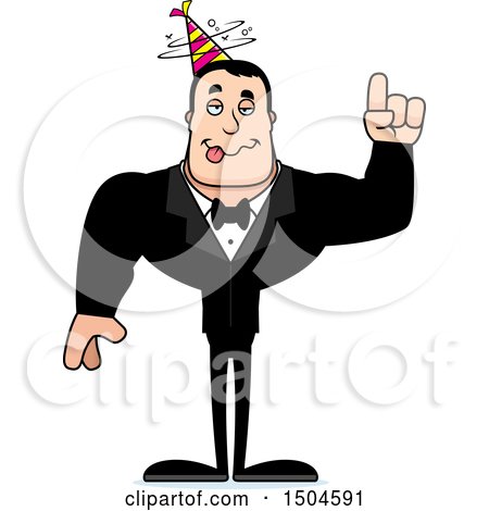 Clipart of a Drunk Buff Caucasian Party Man - Royalty Free Vector Illustration by Cory Thoman