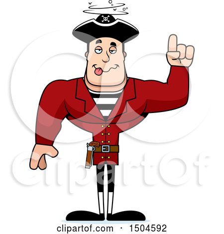 Clipart of a Drunk Buff Caucasian Male Pirate Captain - Royalty Free Vector Illustration by Cory Thoman