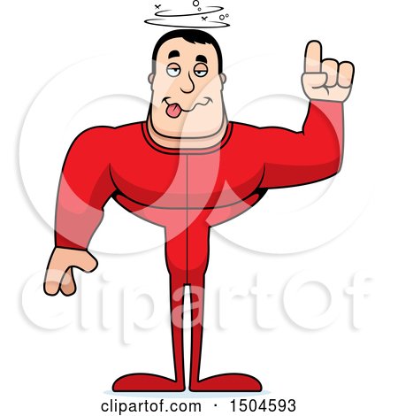 Clipart of a Drunk Buff Caucasian Male in Pjs - Royalty Free Vector Illustration by Cory Thoman
