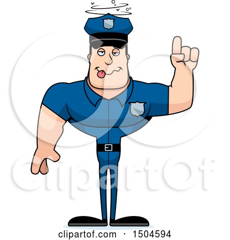 Clipart of a Buff Caucasian Male Police Officer with an Idea - Royalty Free Vector Illustration by Cory Thoman