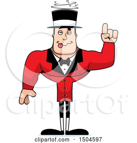 Clipart of a Buff Caucasian Male Circus Ringmaster with an Idea - Royalty Free Vector Illustration by Cory Thoman