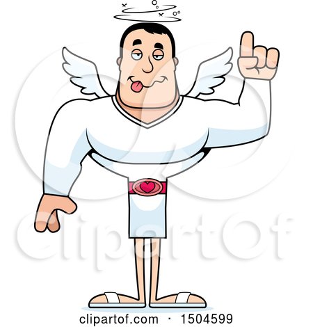 Clipart of a Drunk Buff Caucasian Male Cupid - Royalty Free Vector Illustration by Cory Thoman