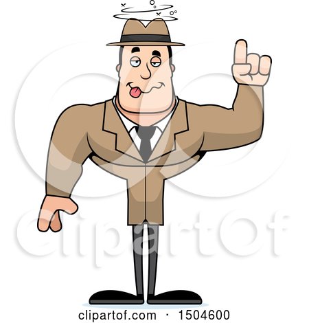 Clipart of a Drunk Buff Caucasian Male Detective - Royalty Free Vector Illustration by Cory Thoman