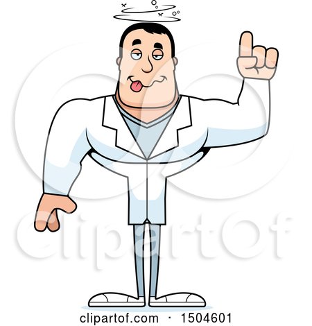 Clipart of a Drunk Buff Caucasian Male Doctor - Royalty Free Vector Illustration by Cory Thoman