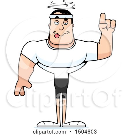 Clipart of a Drunk Buff Caucasian Male Fitness Guy - Royalty Free Vector Illustration by Cory Thoman