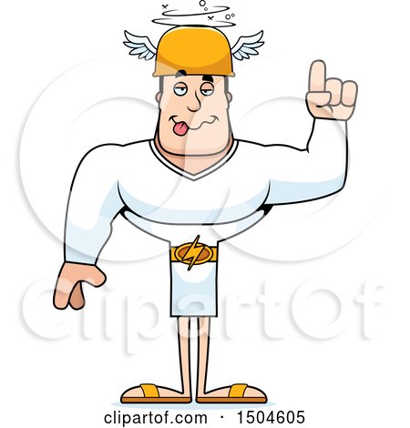 Clipart of a Buff Caucasian Male Hermes with an Idea - Royalty Free Vector Illustration by Cory Thoman