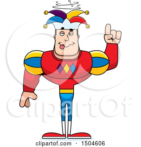 Clipart of a Drunk Buff Caucasian Male Jester - Royalty Free Vector Illustration by Cory Thoman